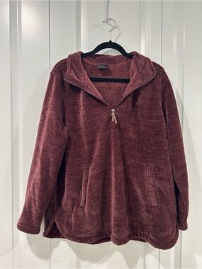 32 Degrees Plush Half-Zip Pullover Sweater in Burgundy